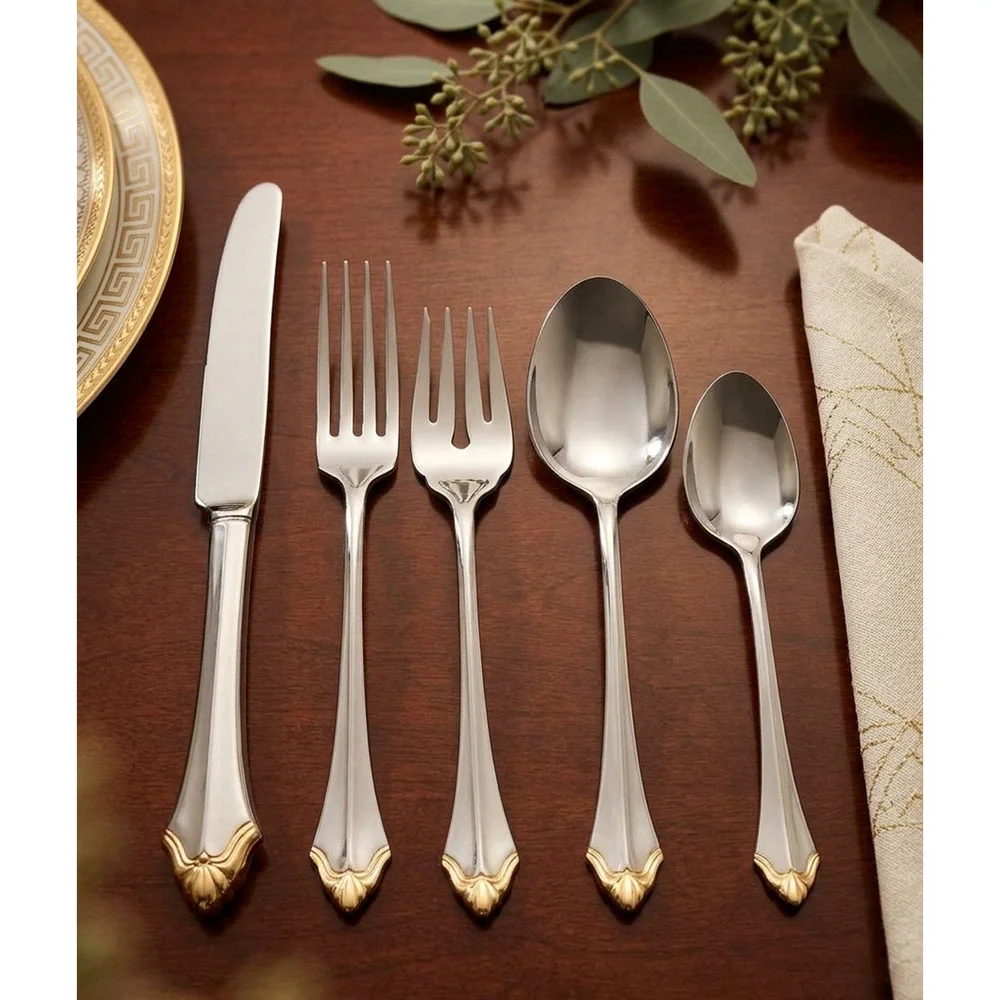 Oneida Community Golden Affection Flatware Set Gold Electroplate Stainless 20pc